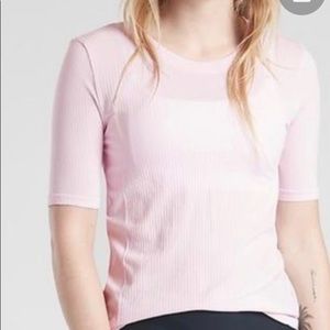 New Athleta renew ribbed tee small lilac pink